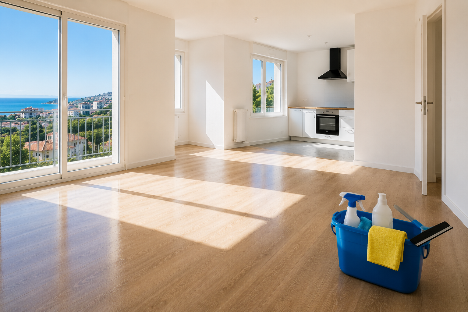 Appartement vide et lumineux avec matériel de ménage et vue mer à Toulon